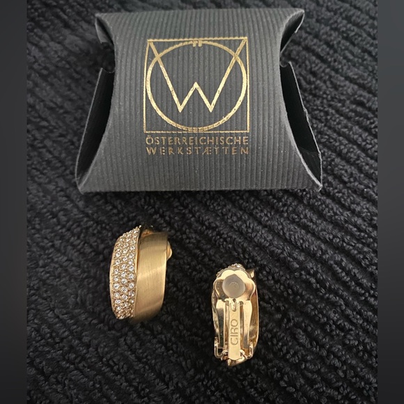 Ciro Brushed Gold Tone Clip On Earrings from Osterreichische Werkstatten - Picture 2 of 2